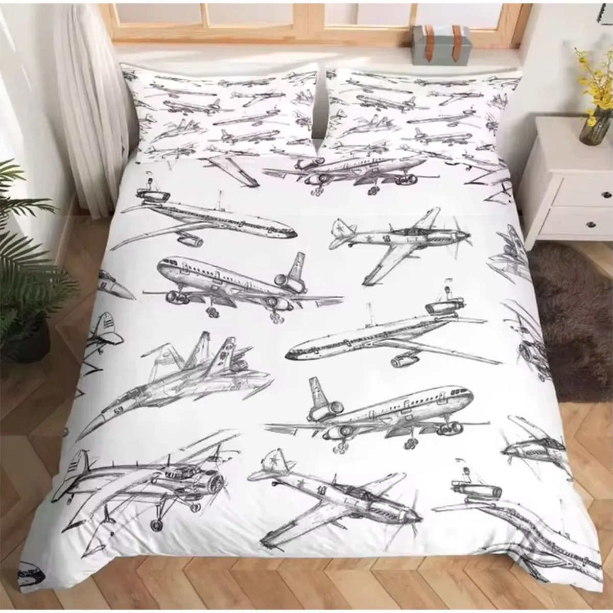 Airplane Sketches Bedding Set