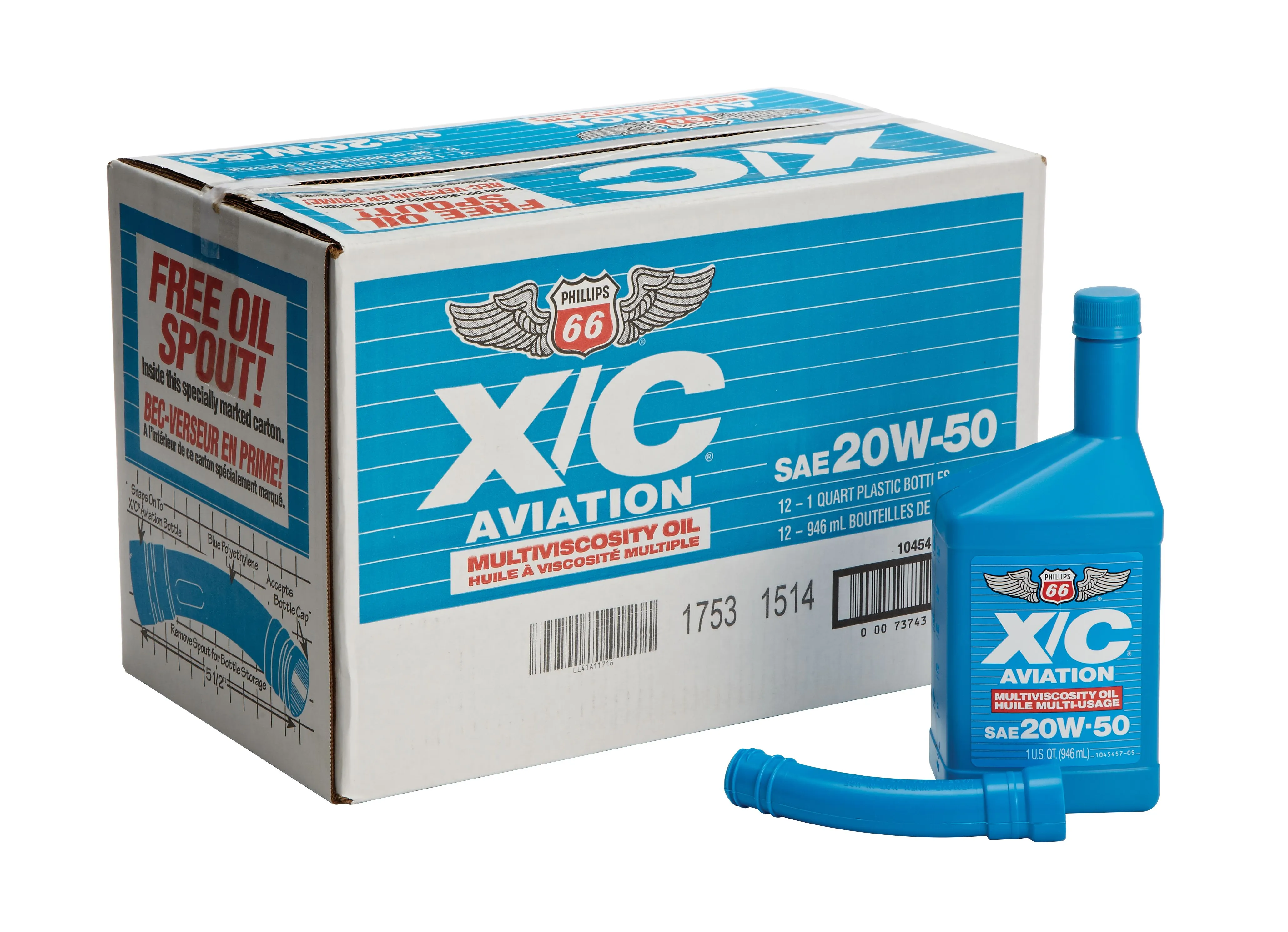 Phillips 66 X\/C Aviation Oil SAE20W\/50 (case of 12 quarts)