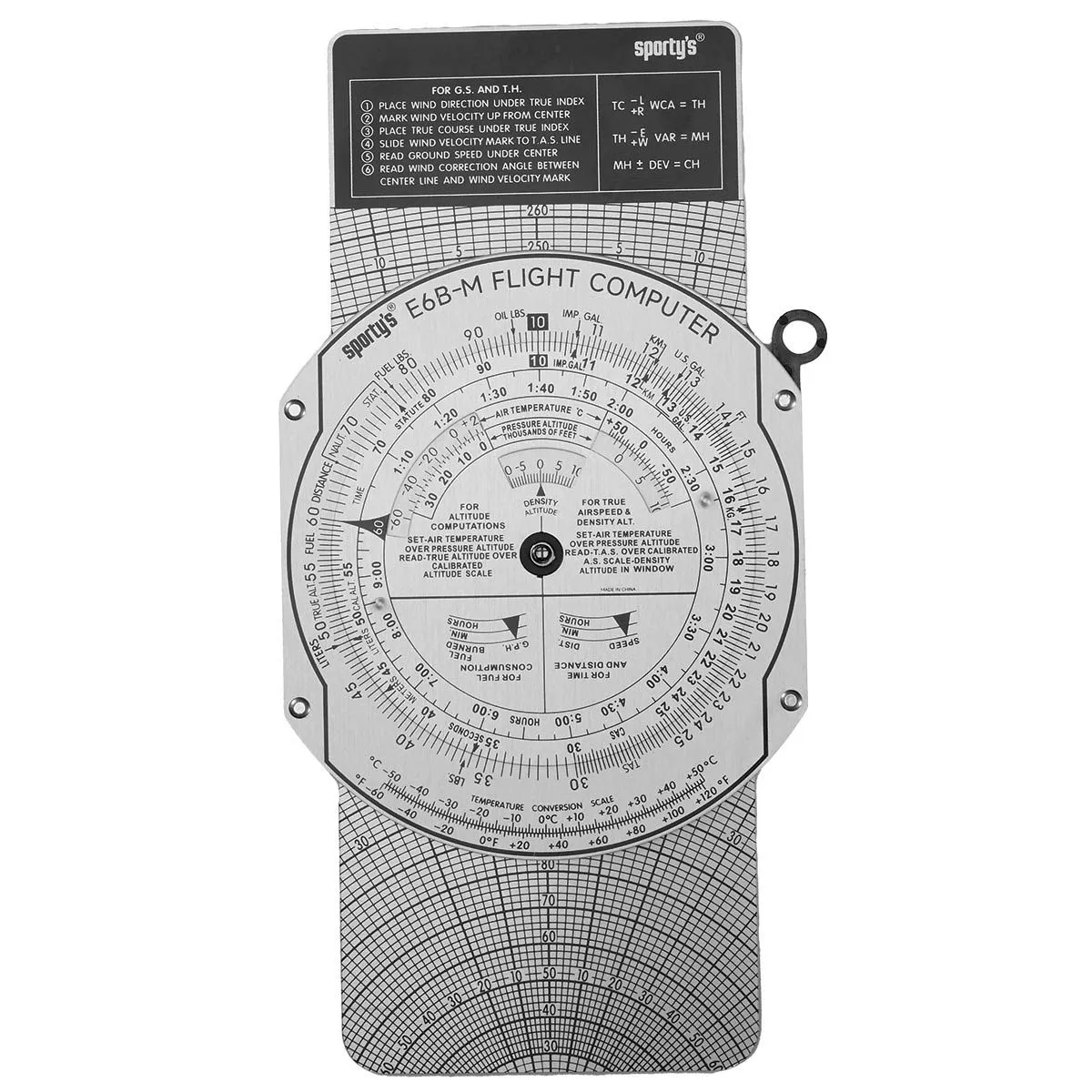 Sporty’s Aluminum E6B Flight Computer & Sectional Plotter Bundle