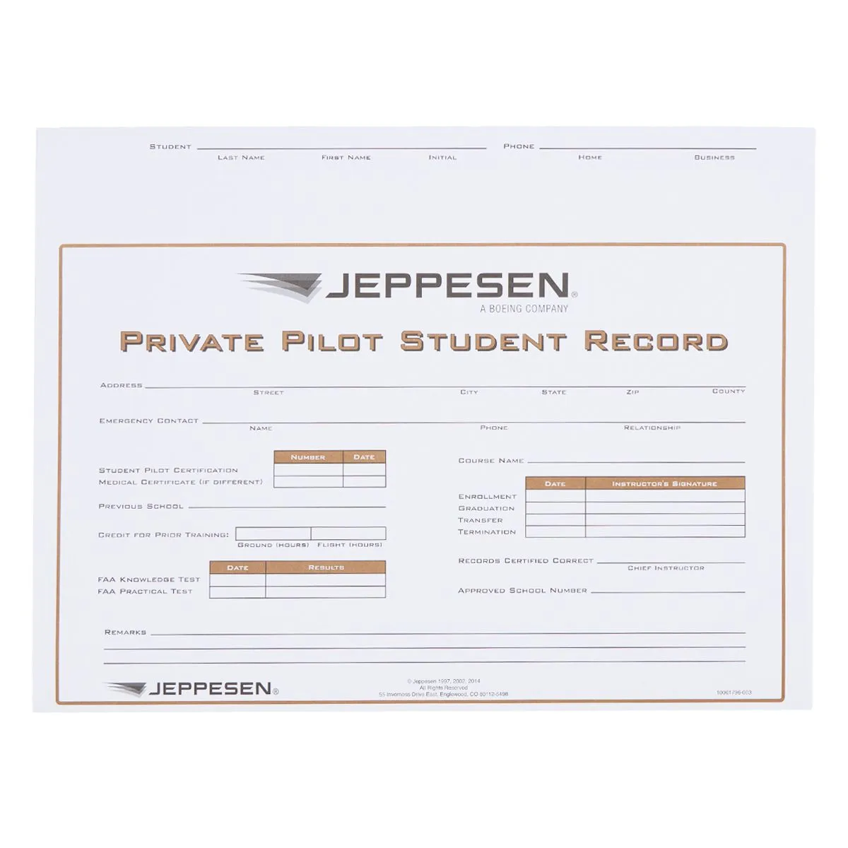 Jeppesen Private Pilot Record Folder